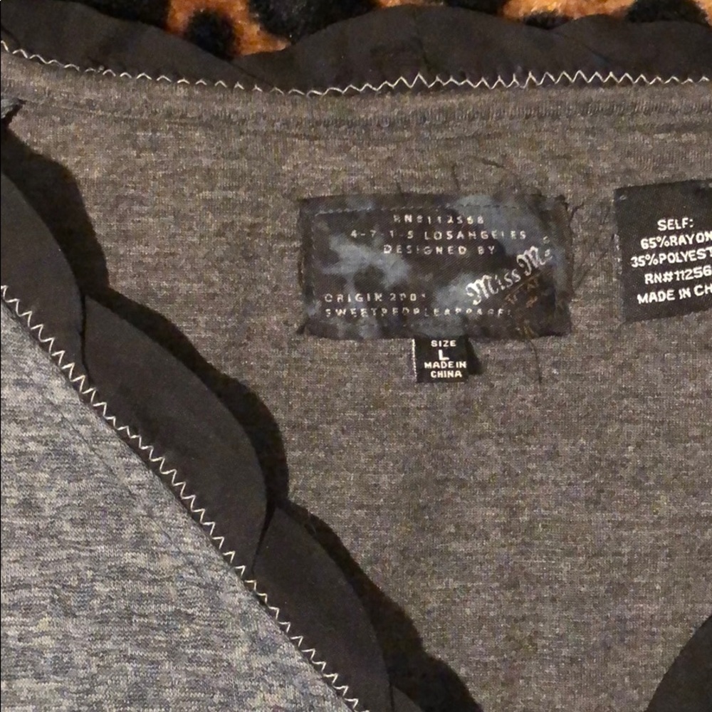 Miss Me Gray Large Cardigan Large Rhinestones - Picture 2 of 4